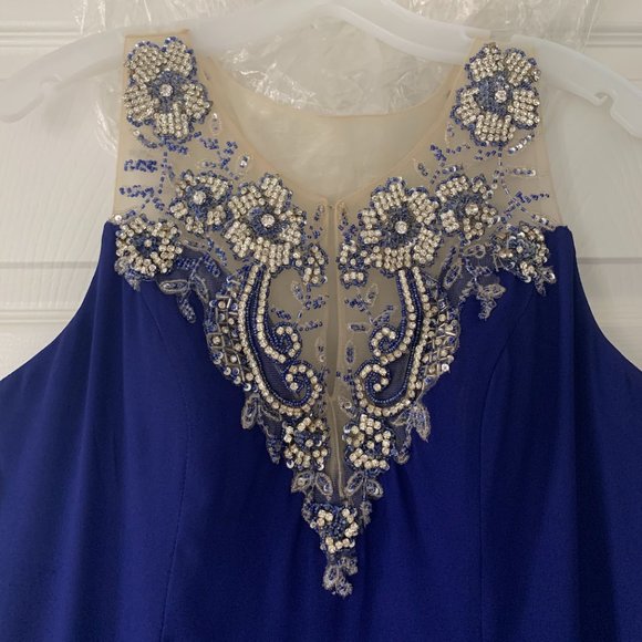 Royal Blue Janique Soirée Dress with Jewels - Picture 1 of 3